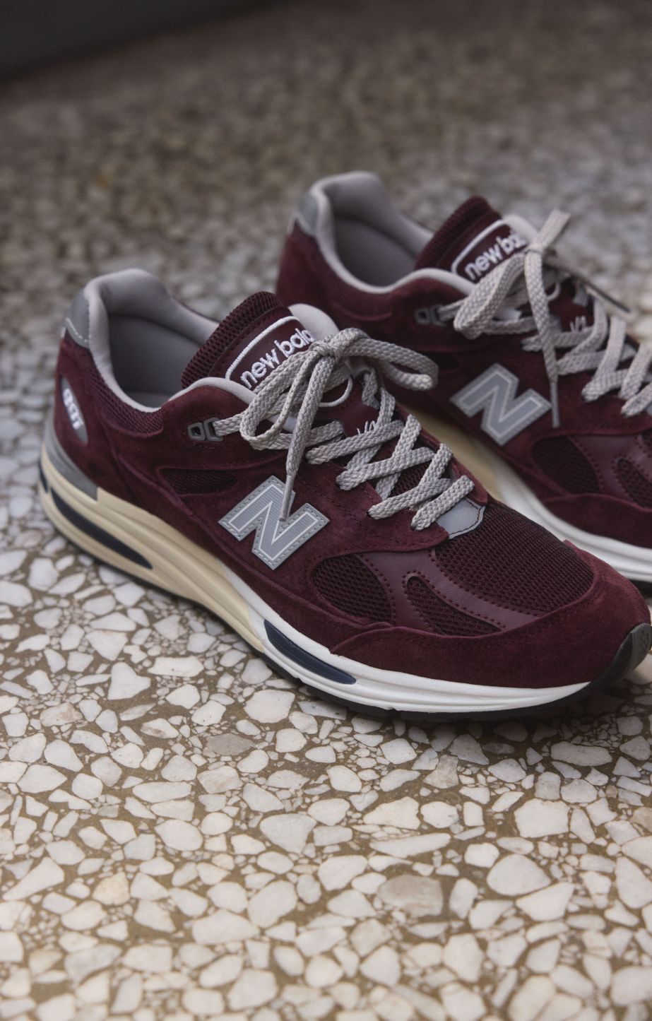 Close up of new balance made in uk 991 v2